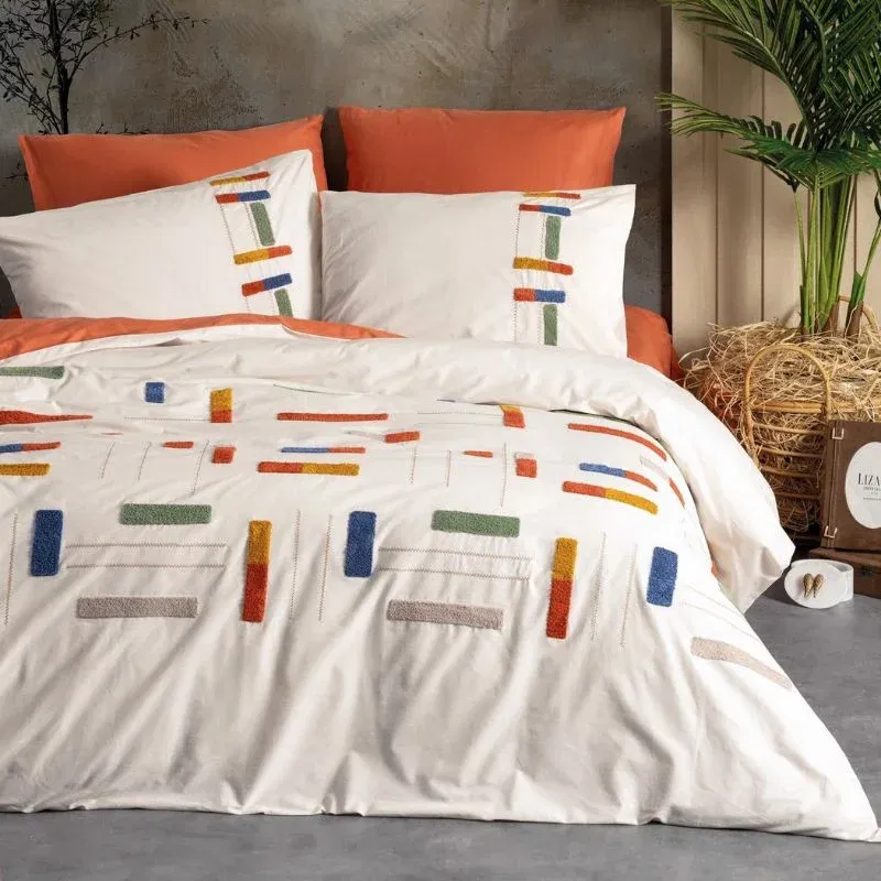 Set lenjerie pat ranforce Katy - Scortisoara, 200x220 cm, 4 fete de perna [1]