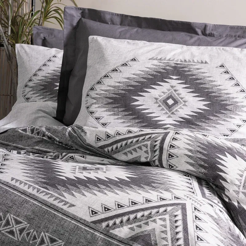 Set lenjerie ranforce Delos - Antracit, 160x220 cm, 1 fata de perna, cearsaf [2]