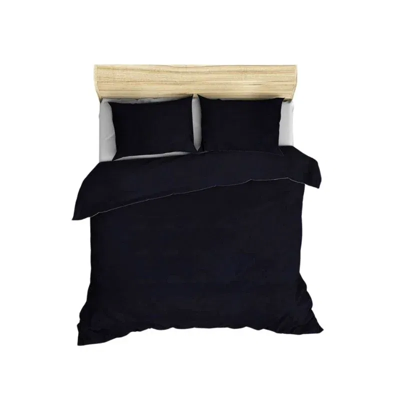 Set lenjerie satinata Elegant - Bleumarin, 200x220 cm, 4 fete de perna, cearsaf [3]