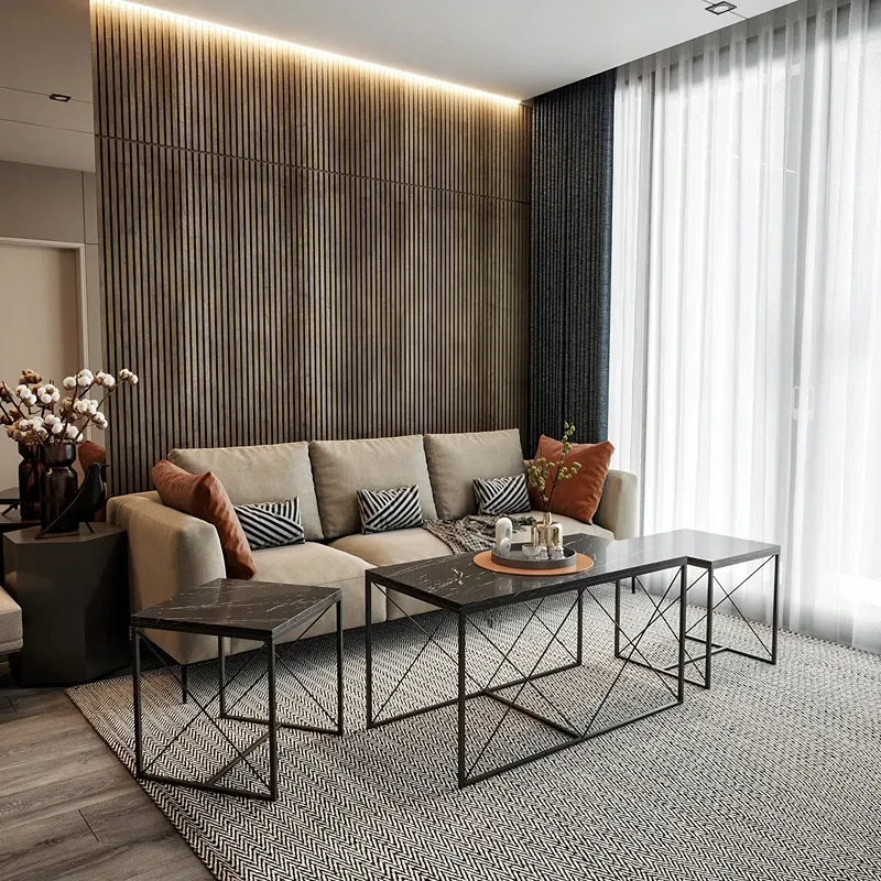 Set masute de cafea Defne neagra, marmura, cu design modern si picioare metalice [1]