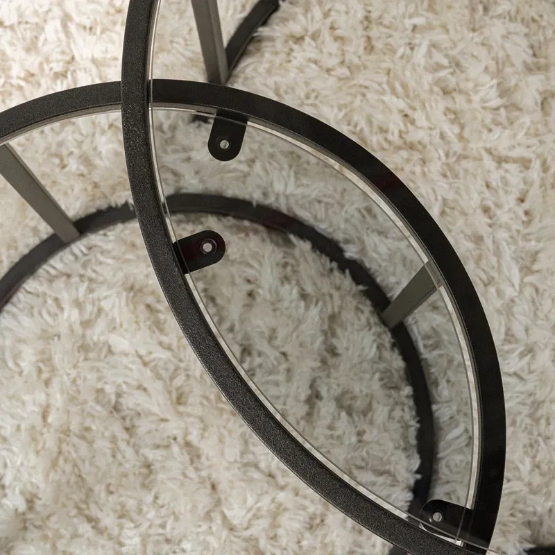 Set masute de cafea negre, structura metalica, sticla securizata [2]