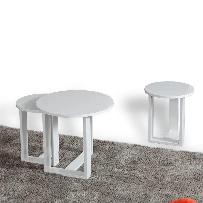Set masute Mira, alb, 3 piese, masute suprapuse, stil modern minimalist [2]