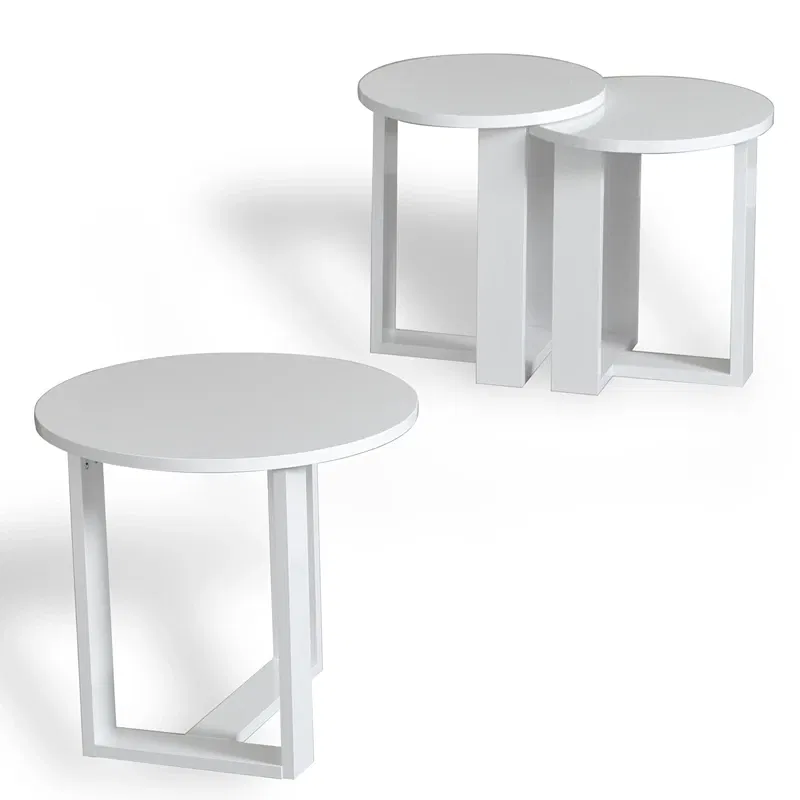 Set masute Mira, alb, 3 piese, masute suprapuse, stil modern minimalist [5]