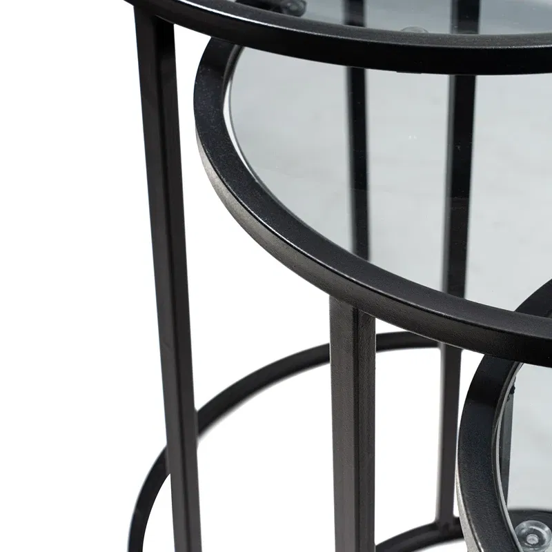 Set masute suprapuse Alya negru, 3 piese, sticla securizata [6]