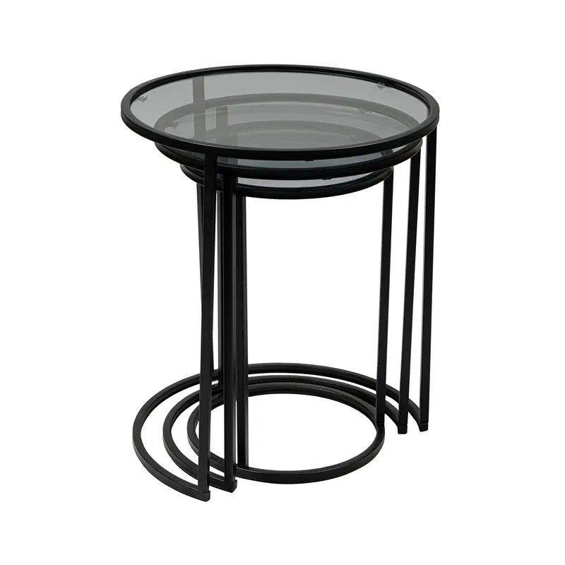 Set masute suprapuse Alya negru, 3 piese, sticla securizata [5]