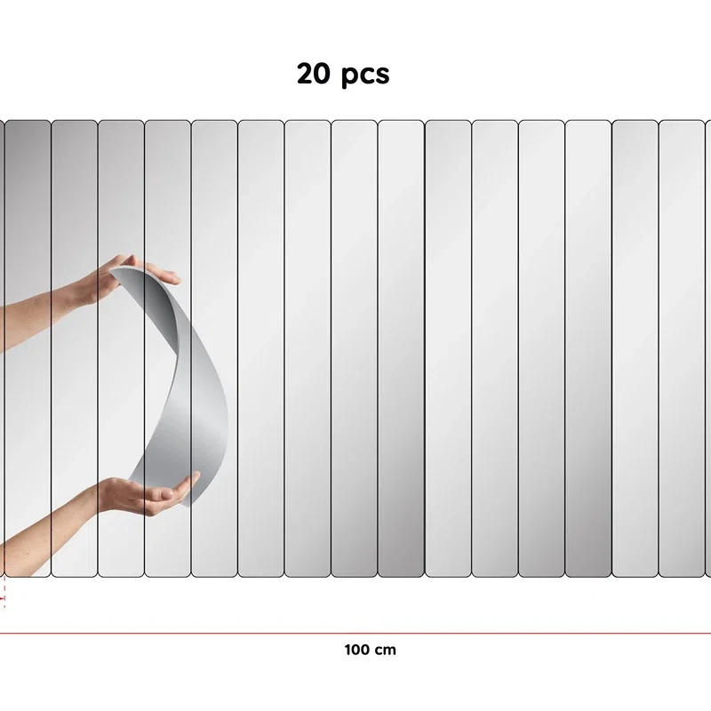 Set oglinzi dreptunghiulare, argintii, 5 x 40 cm, acrilice, 20 buc [6]