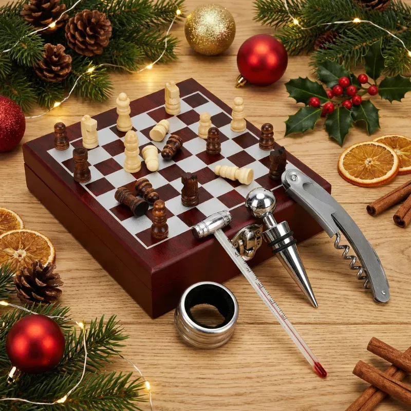 Set sah si accesorii vin Checkmate, Caseta rafinata [1]