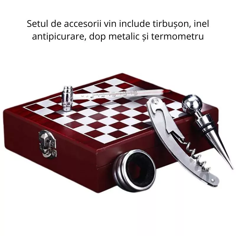 Set sah si accesorii vin Checkmate, Caseta rafinata [13]