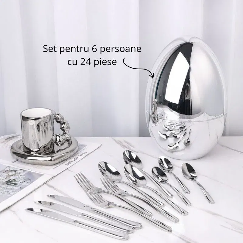 Set 24 tacamuri premium cu suport argintiu [4]