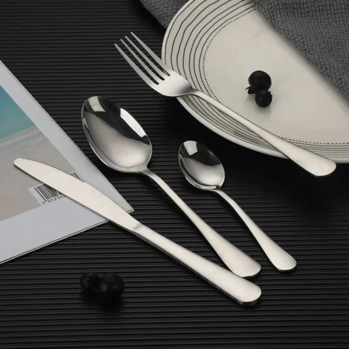 Set tacamuri stil portughez 24 piese argintiu din otel inoxidabil [6]