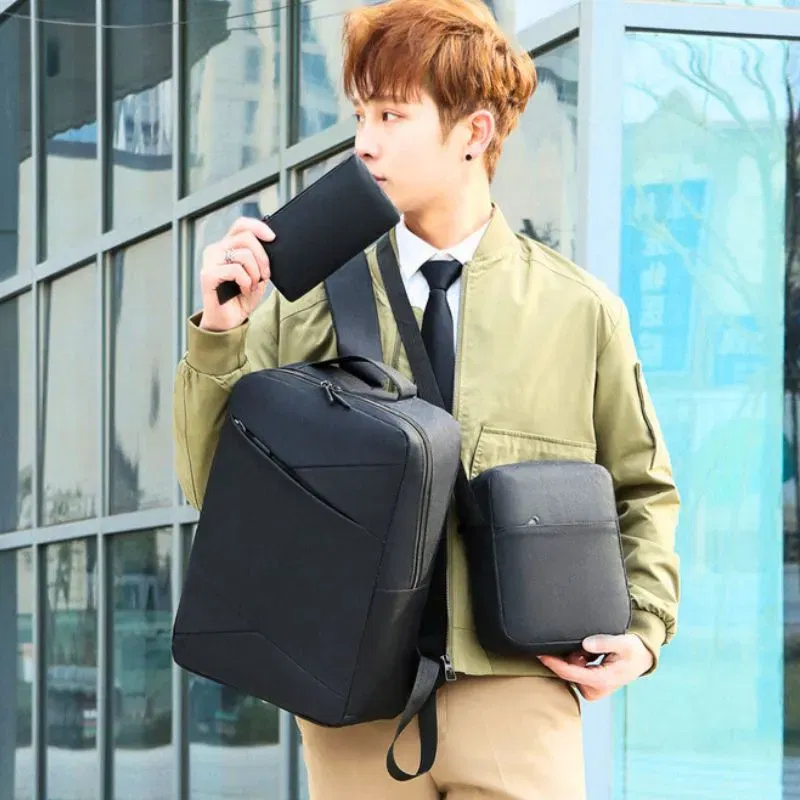 Set Trio Rucsac Laptop cu USB Negru [1]