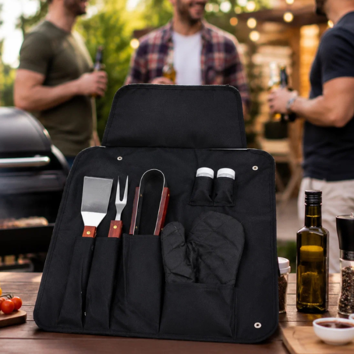 Set ustensile gratar BBQ 7 piese cu husa textila [1]