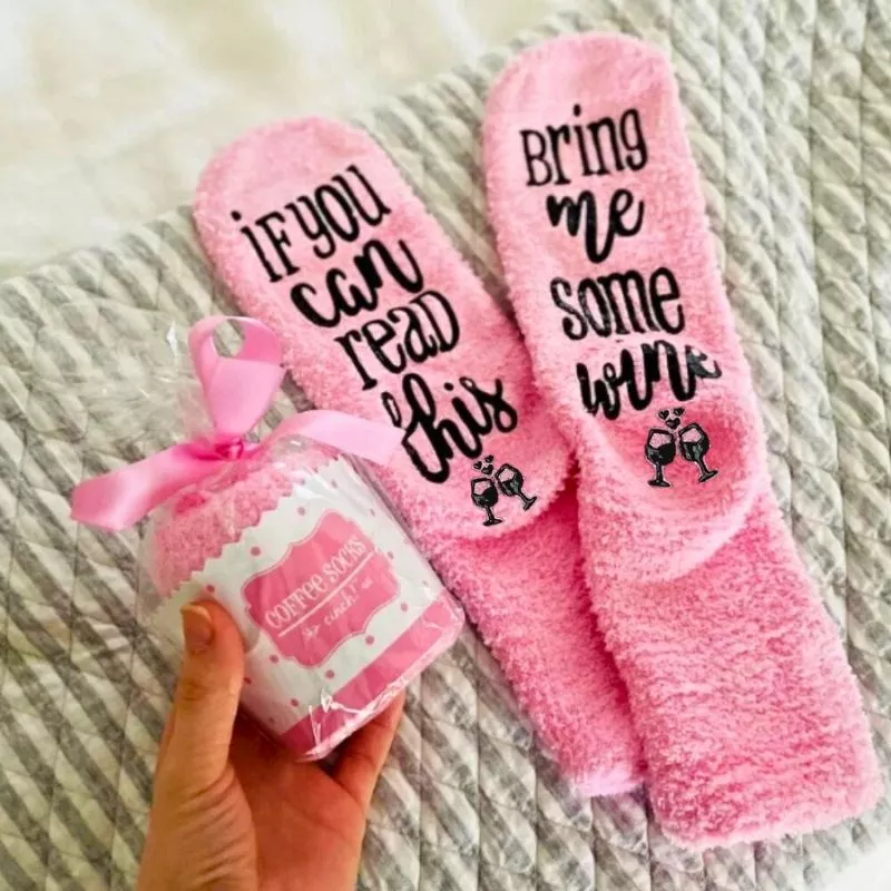 Sosete amuzante Bring Me Wine Briose roz [6]