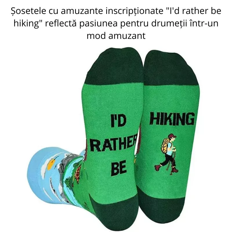 Sosete amuzante cu chef de duca I'd rather be hiking [9]