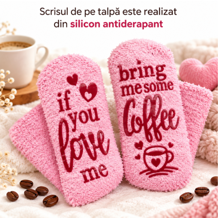 Sosete amuzante If you love me Bring Me Coffee Briose roz [4]