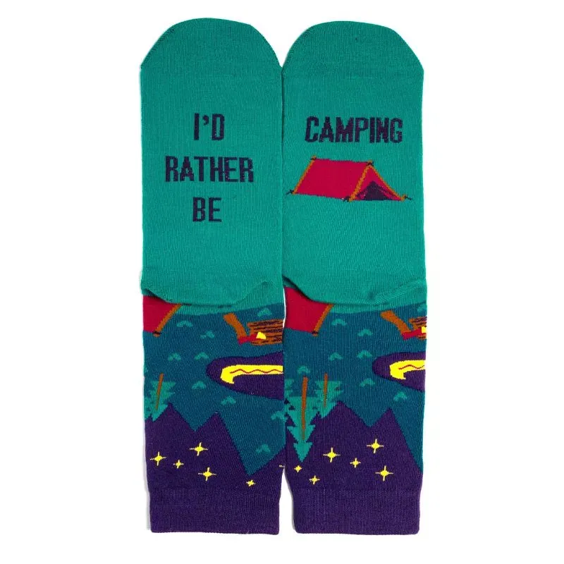 Sosete amuzante pentru calatori I'd rather be camping [5]