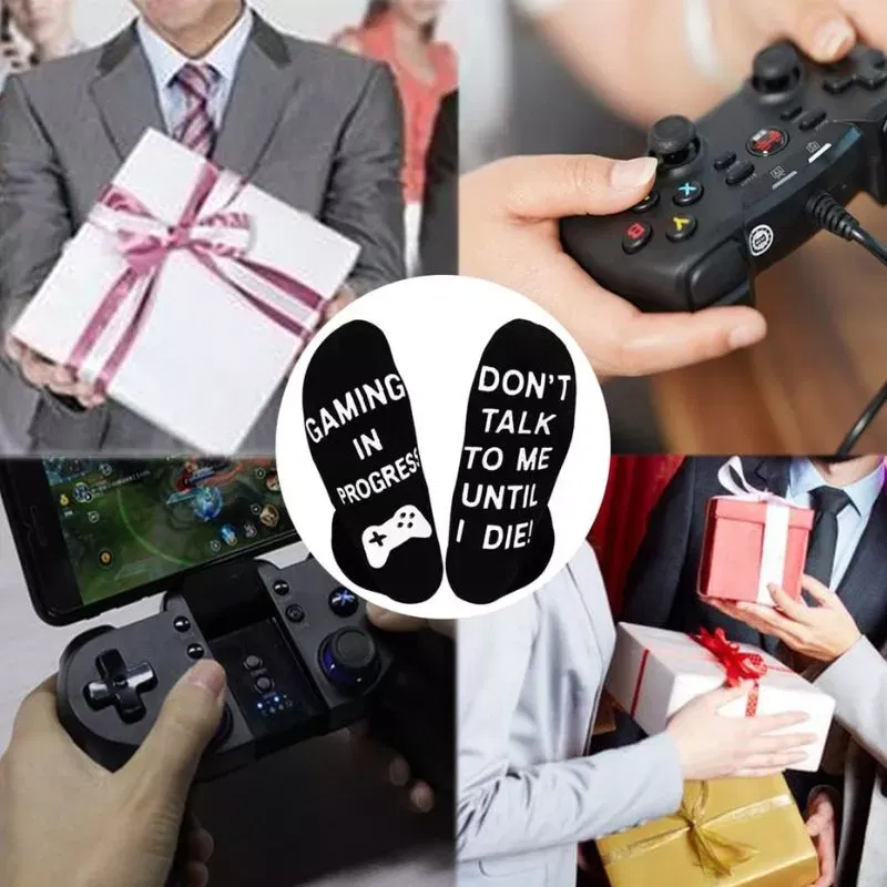 Sosete amuzante pentru gameri Don't talk to me until I die [3]