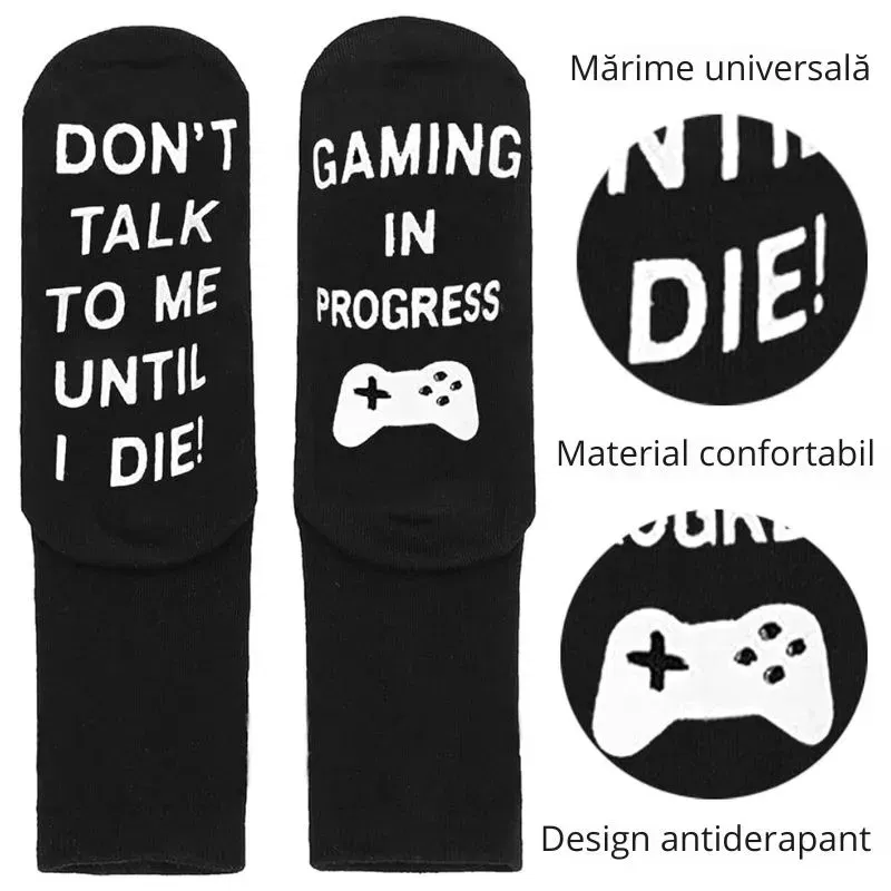 Sosete amuzante pentru gameri Don't talk to me until I die [8]