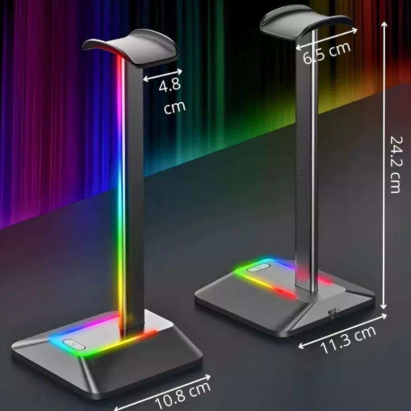 Suport de casti gaming cu RGB, 2xUSB si antiderapant, Disco-stand [10]