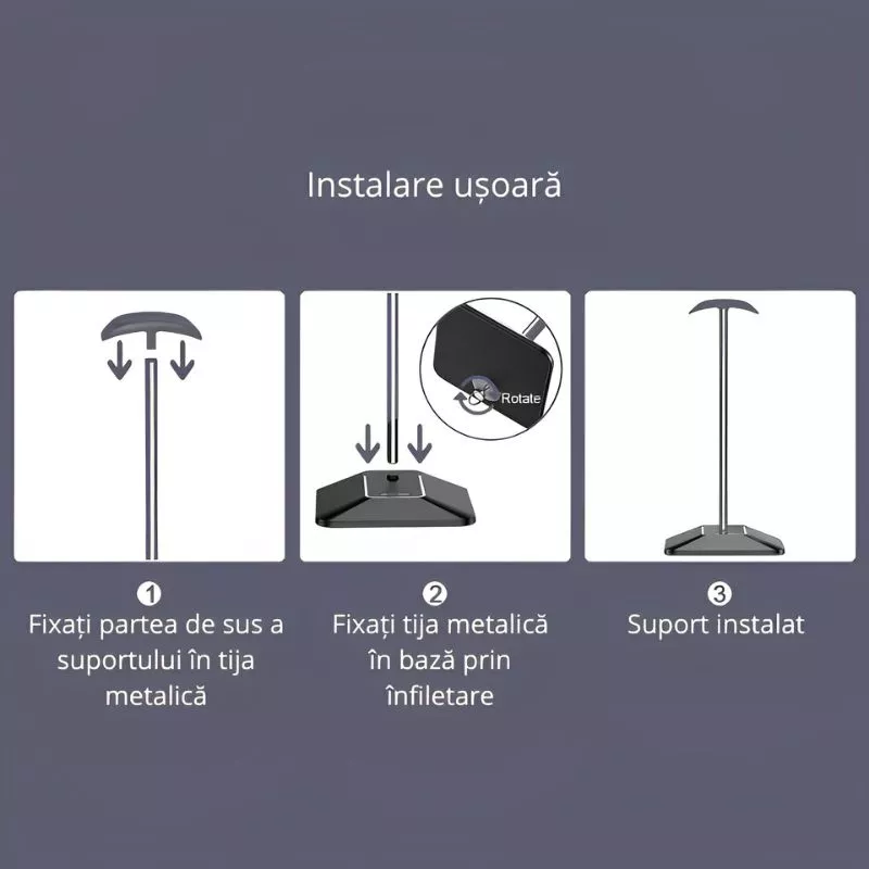 Suport de casti gaming cu RGB, 2xUSB si antiderapant, Disco-stand [12]