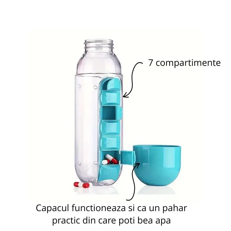 Sticla de apa multifunctionala cu compartiment pentru pastile [9]