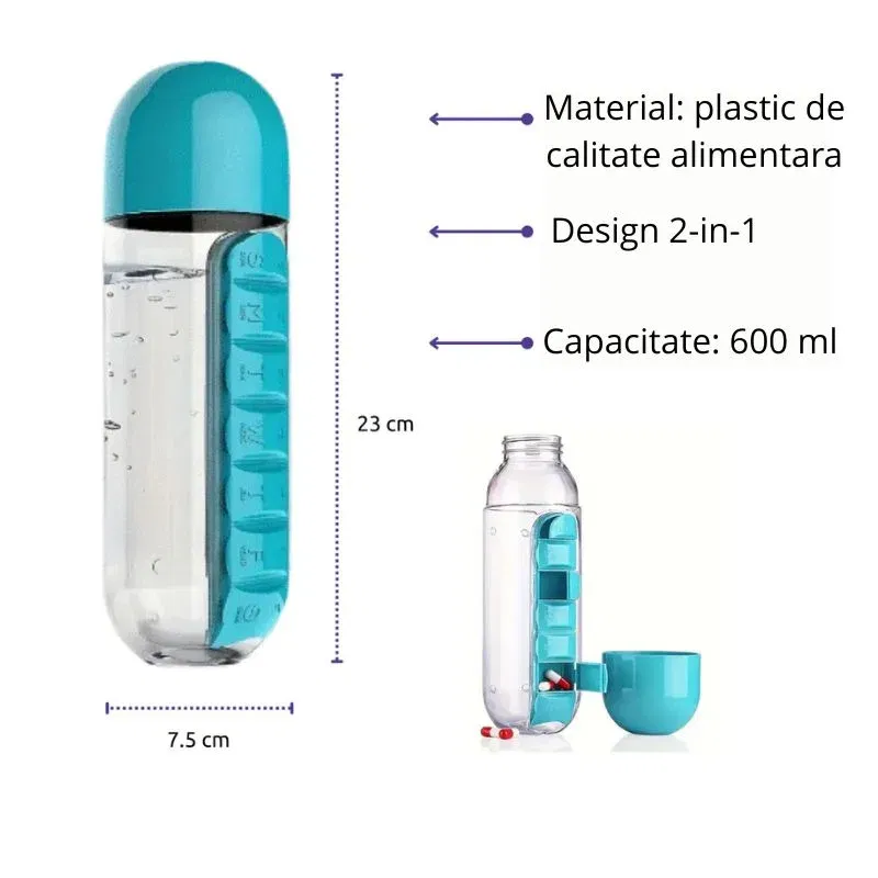 Sticla de apa multifunctionala cu compartiment pentru pastile [10]