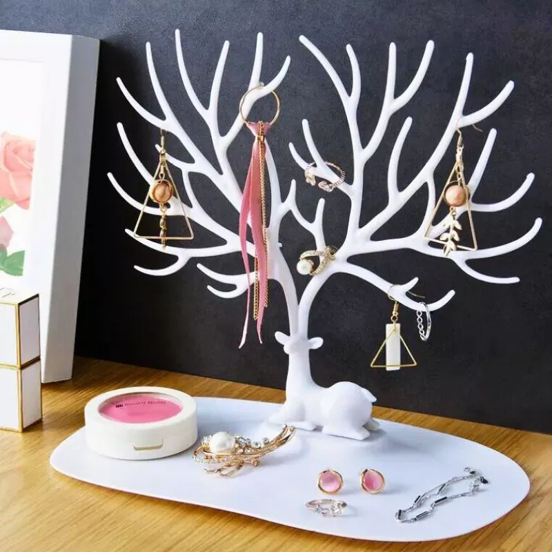 Suport bijuterii Caprioara alba display si organizator pentru mici comori [4]