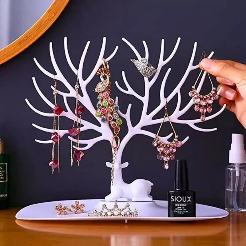 Suport bijuterii Caprioara alba display si organizator pentru mici comori [3]