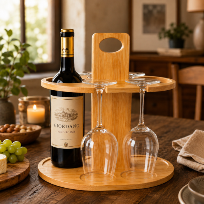 Suport din lemn pentru sticle si pahare de vin [1]