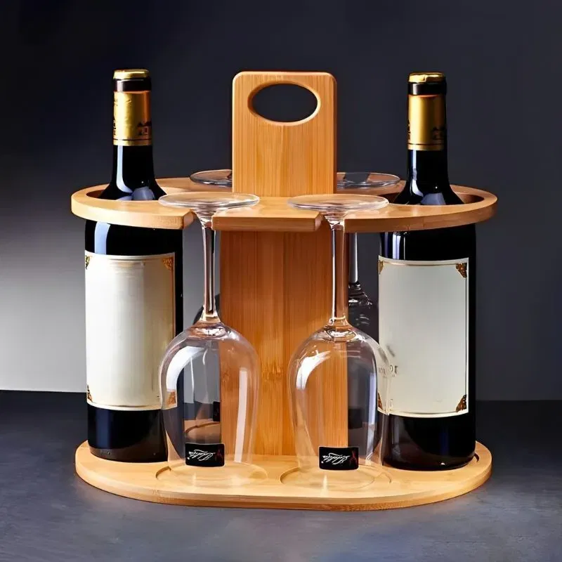 Suport din lemn pentru sticle si pahare de vin [1]