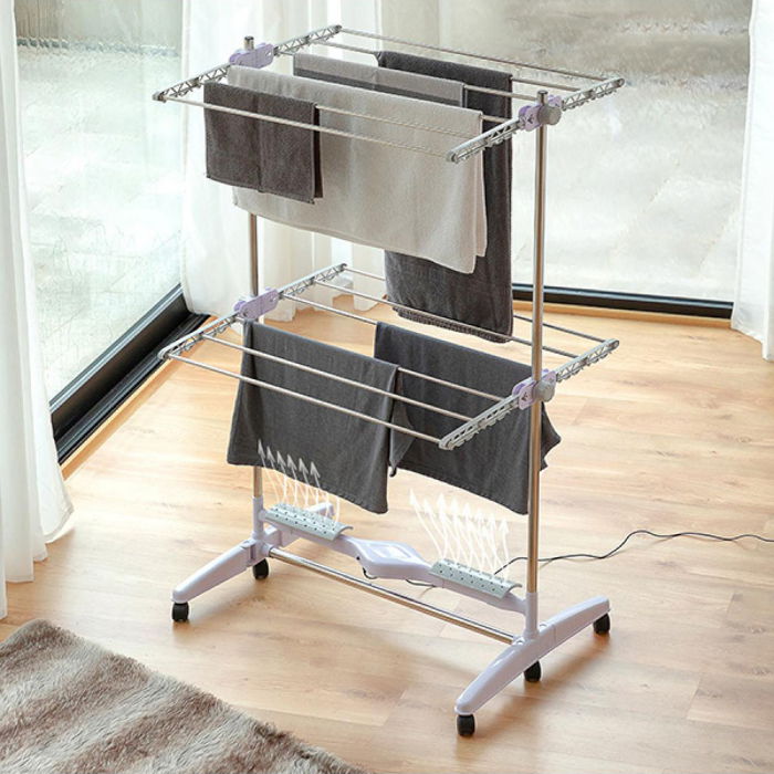 Suport electric de uscat rufe, pliabil, cu roti si flux de aer [1]