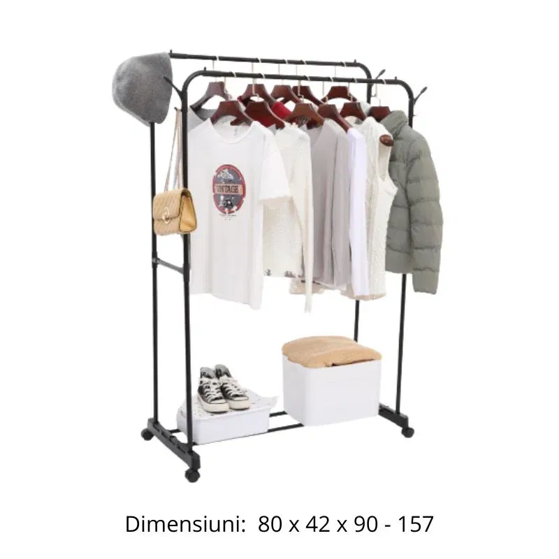 Suport haine reglabil cu bara si raft inferior [3]