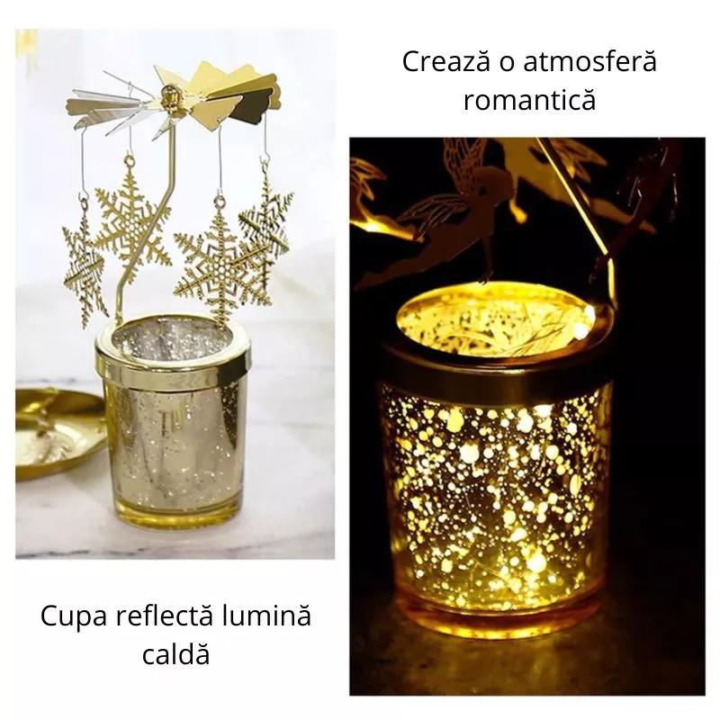 Suport lumanare decorativa Caruselul rotativ cu fulgi [13]