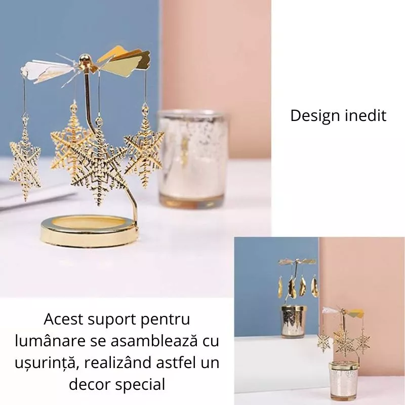 Suport lumanare decorativa Caruselul rotativ cu fulgi [14]