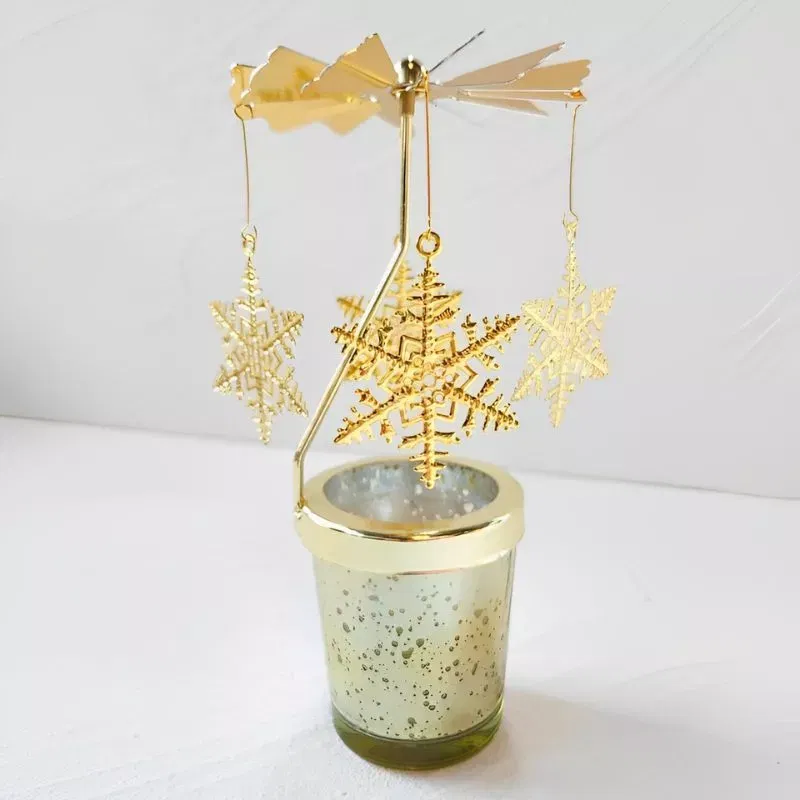 Suport lumanare decorativa Caruselul rotativ cu fulgi [12]