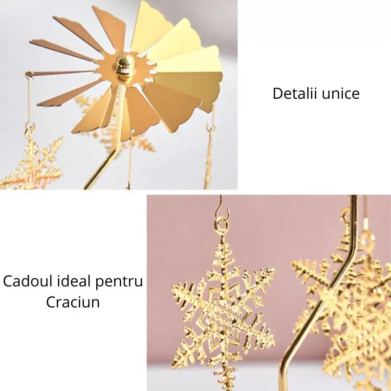 Suport lumanare decorativa Caruselul rotativ cu fulgi [15]