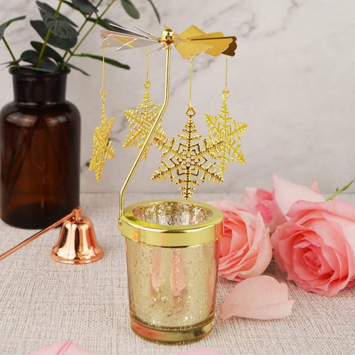 Suport lumanare decorativa Caruselul rotativ cu fulgi [9]