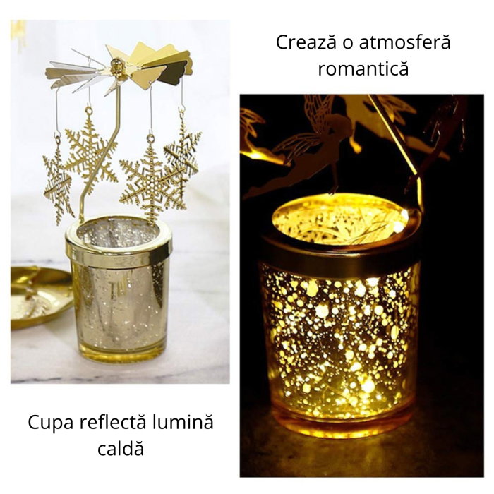 Suport lumanare decorativa Caruselul rotativ cu fulgi [13]