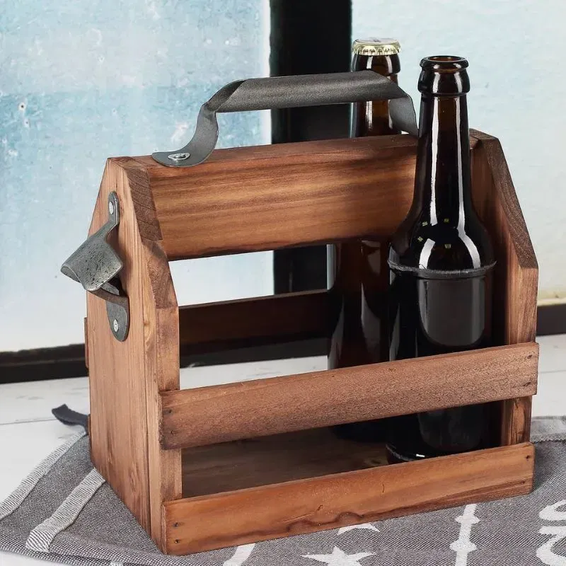 Suport sticle, din lemn, cu deschizator capace [1]