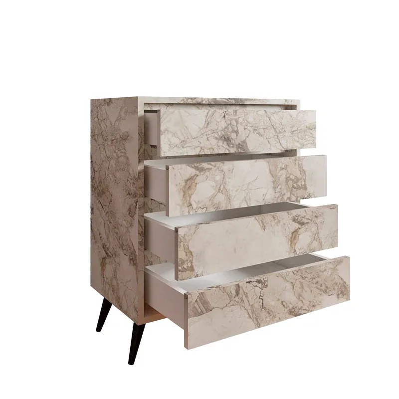 Comoda Suvera, efect marmura, 4 sertare, rafturi, moderna [3]
