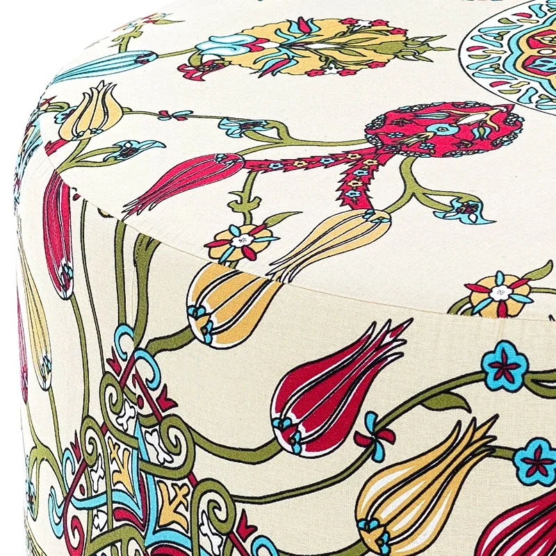 Taburet Rimini, multicolor, catifea, picioare din lemn, model floral [4]