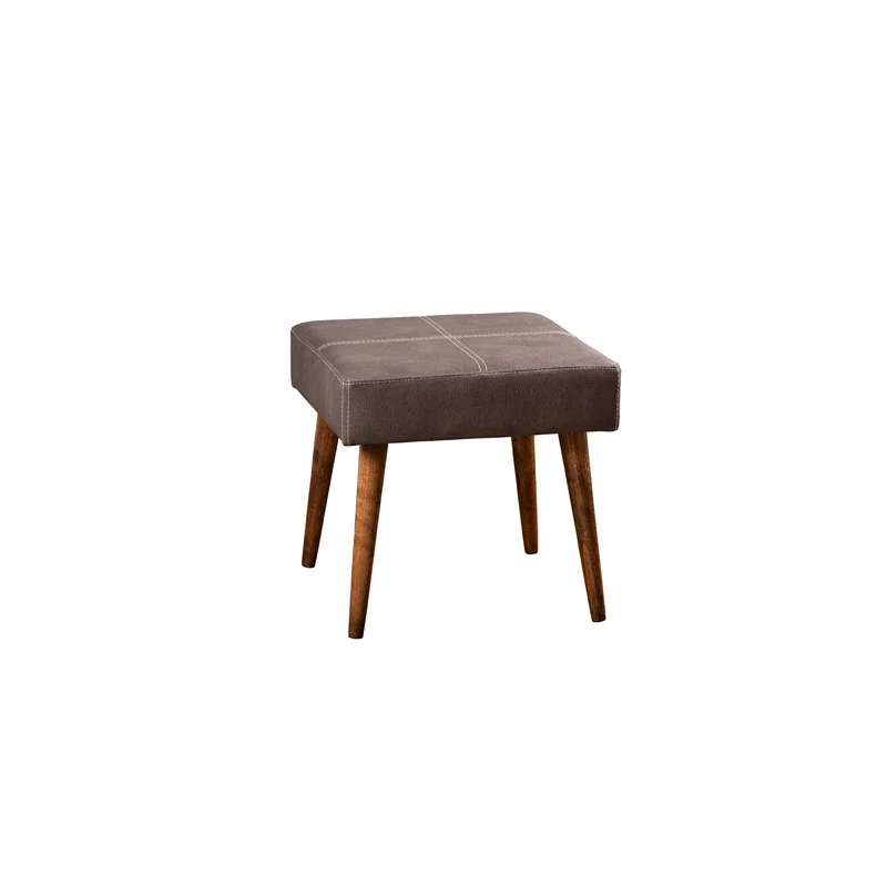 Taburet Urga antracit, picioare din lemn, tapiterie din piele ecologica, design elegant [2]