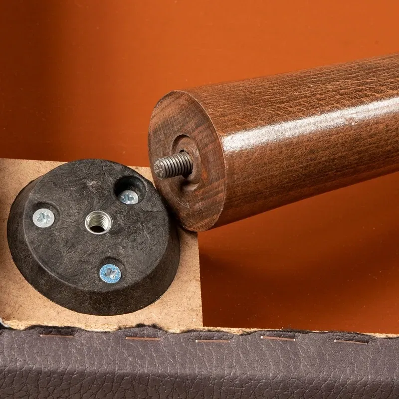 Taburet Urga mustar, structura din lemn, tapiterie piele ecologica, design modern [2]