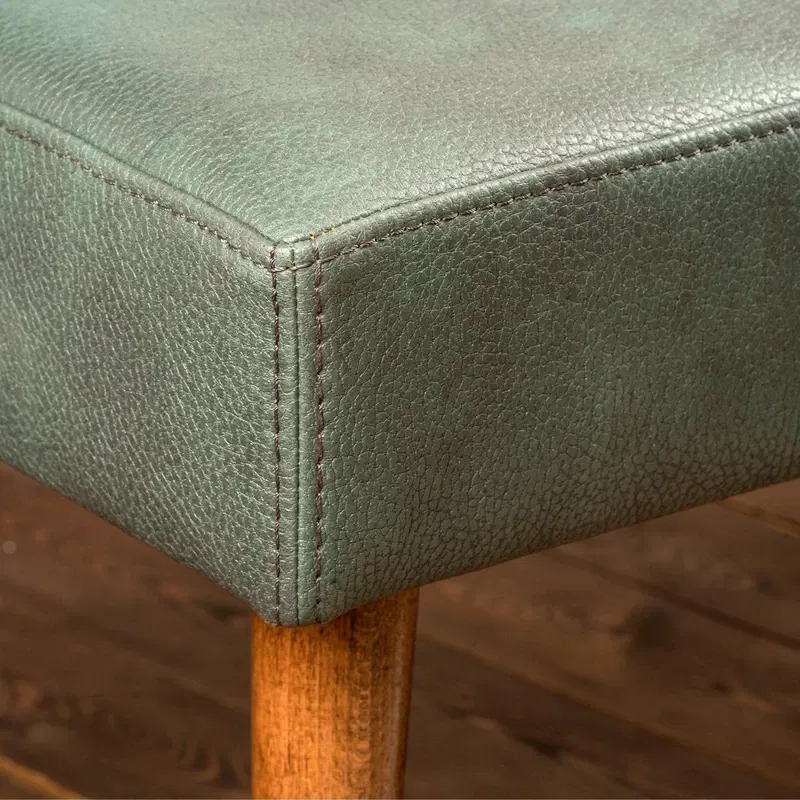 Taburet Urga verde, structura din lemn, tapiterie din piele ecologica, design elegant [3]
