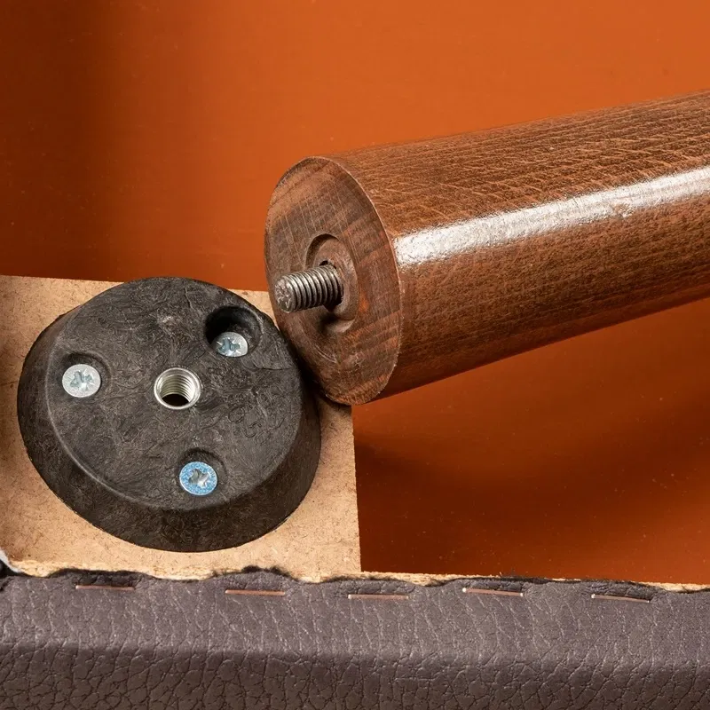 Taburet Urga verde, structura din lemn, tapiterie din piele ecologica, design elegant [4]