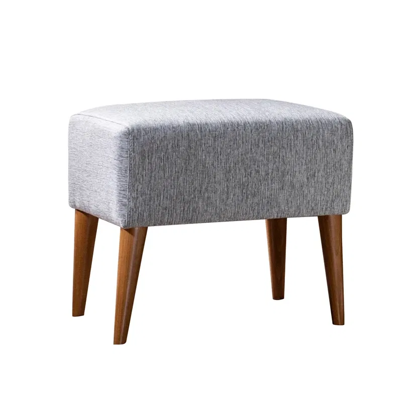 Taburet Zeni, gri, tapitat, cu picioare din lemn, 50 cm [2]