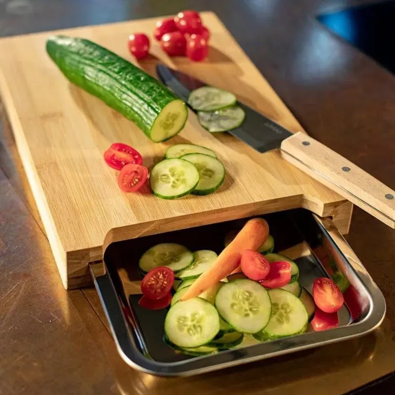 Tocator din bambus cu tava din otel inoxidabil [1]