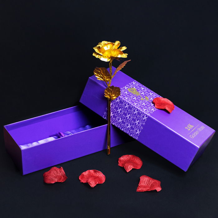 Trandafir placat cu aur 24K - model artificial [2]