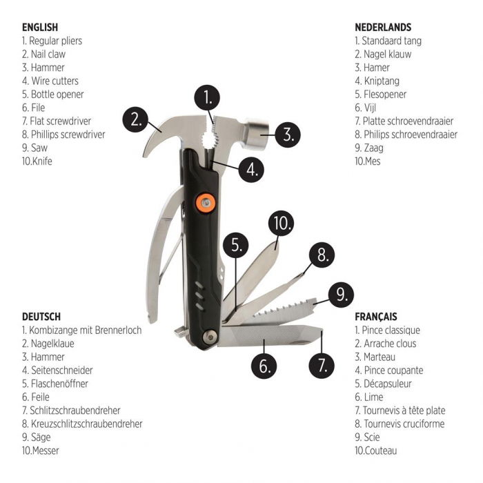 Unealta multifunctionala de buzunar 10 in 1, Excalibur Hammer [5]