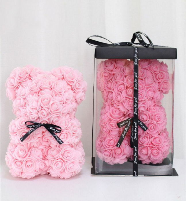 Ursulet din spuma roz, 25 cm, cutie cadou [3]